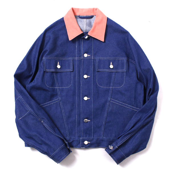 21SS E.TAUTZ CONTRAST COLLAR DENIM JACKET 定価53900円 sizeS PALE