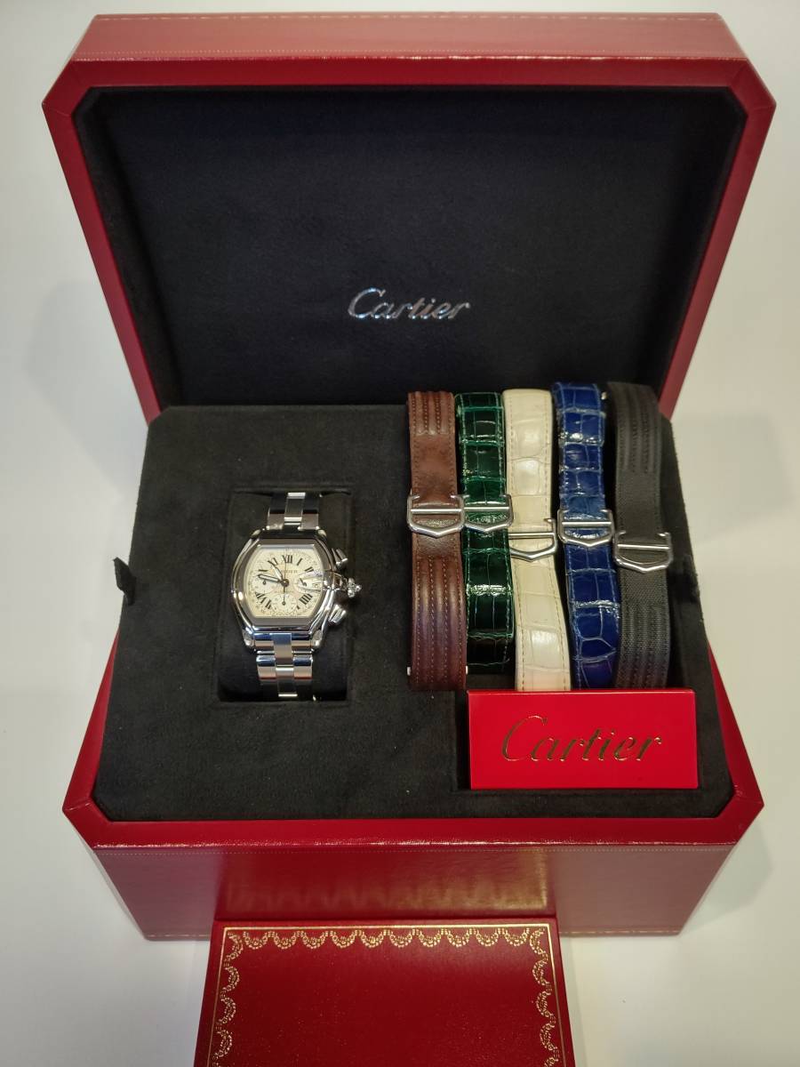 cartier ロードスター クロノ W62006×6 Silver Roman 43mm 自動巻き 純正替えベルト付_画像9