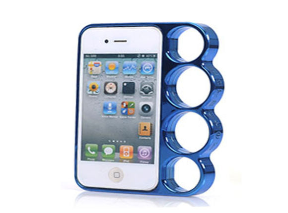 iPhone 4S バンパー PC カイザー ナックル メリケンサック風 おもちゃ アイフォン 4S アイホン 4 フレーム ケース カバー ブルー