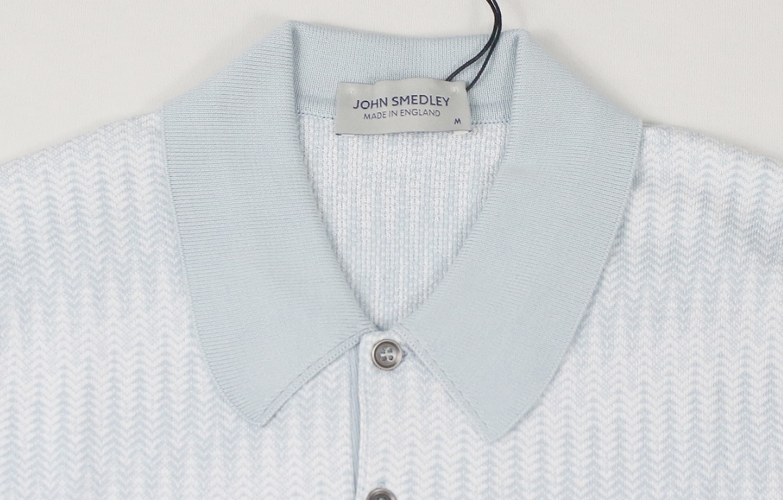 新品 John Smedley　ジョンスメドレー 最高級シーアイランドコットン　ポロシャツ Mサイズ 　COAST BLUE_画像2