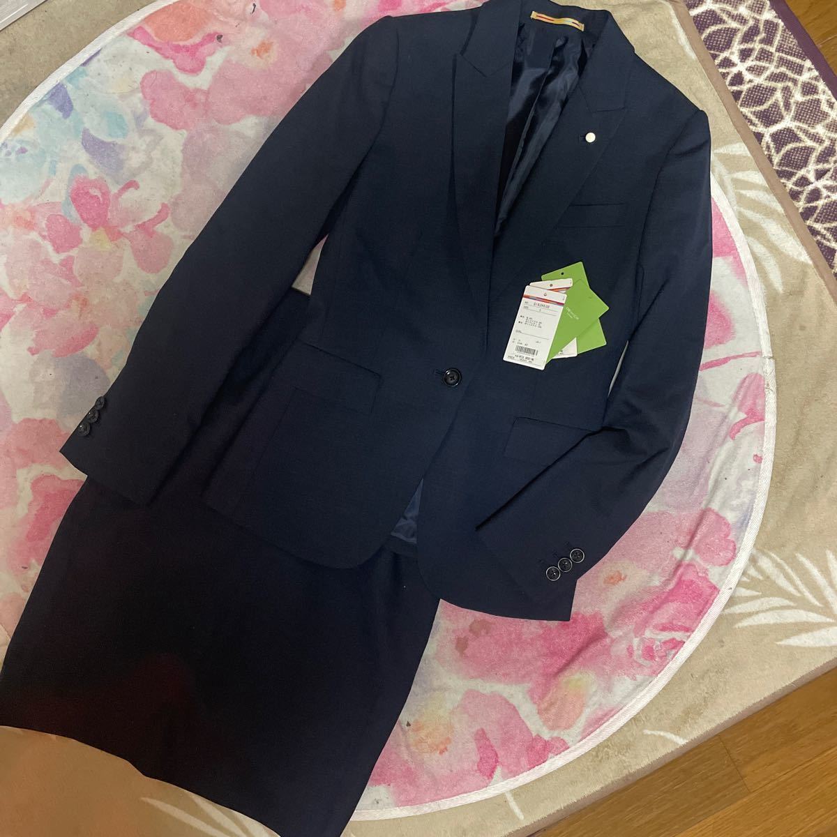 03【極美品】オリヒカ ライム スカートスーツ 5 黒 SS ☆未使用に近い