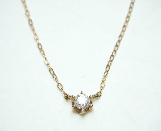 送無【4℃☆K18ピンクゴールド・ダイヤネックレス】美品!ケース有