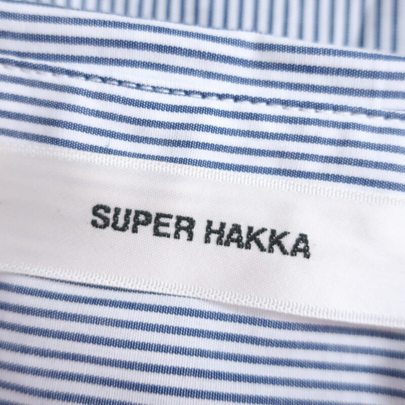  Super Hakka * синий серия длинный рукав мелкий полоса. рубашка блуза! свободно Silhouette . удобный . удобный!*W7859