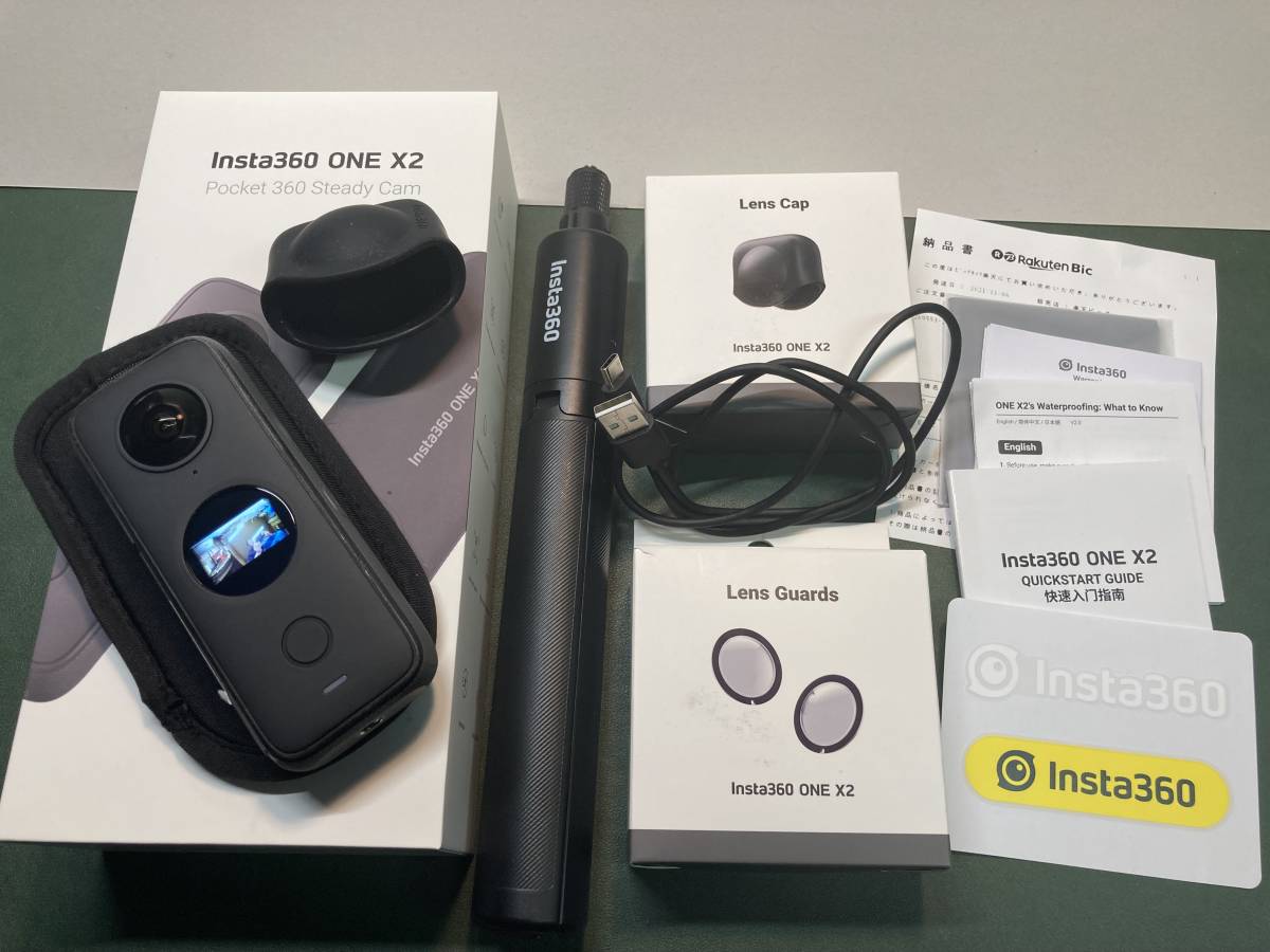 美品 Insta360 X2+自撮り棒、+キャップ+レンズ保護 | monsterdog.com.br