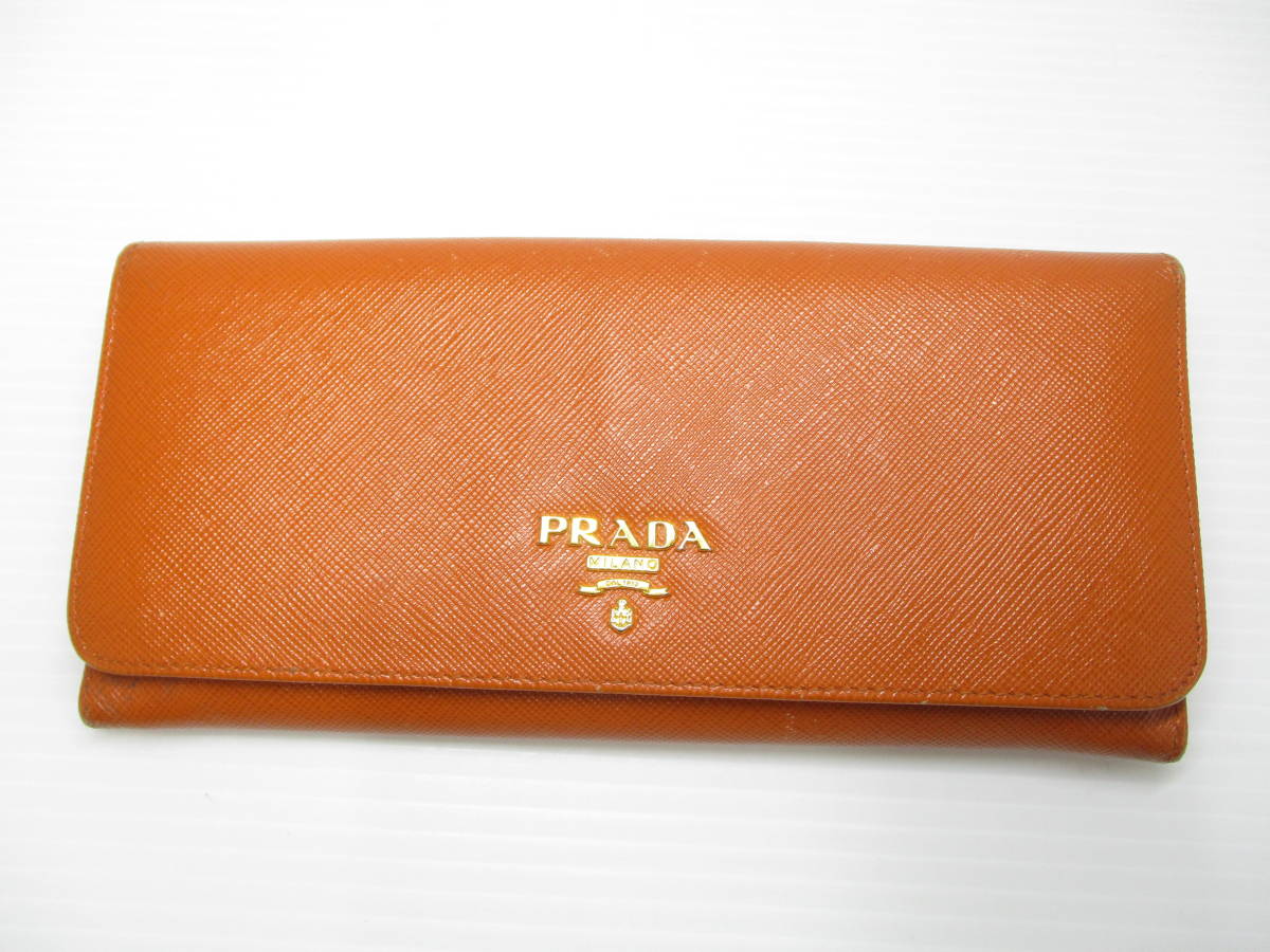 2203-13-001 PRADA プラダ 長財布 オレンジ レザー ウォレット 的詳細