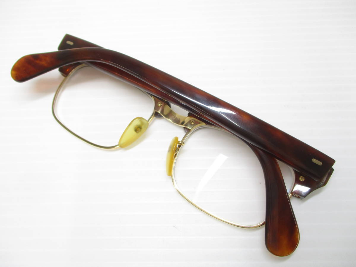 2203-11-008 本鼈甲 べっ甲 眼鏡 メガネ フレームK18刻印有 総重量約 