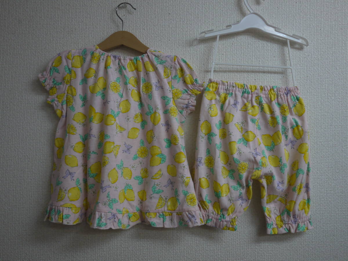 Sale/新/即☆Kids Foret☆ 120/女児/レモン柄総プリント 半袖パジャマ_画像2