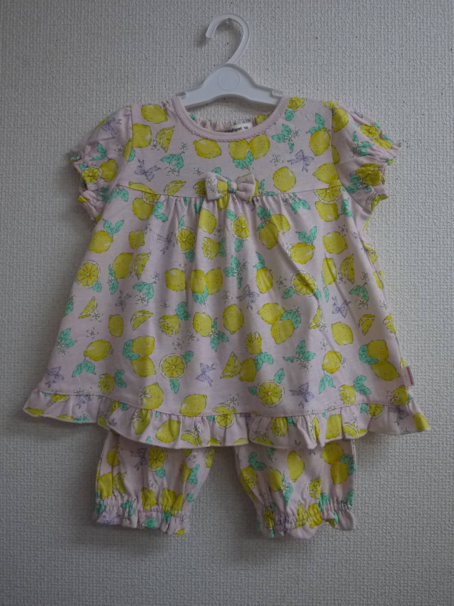 Sale/新/即☆Kids Foret☆ 120/女児/レモン柄総プリント 半袖パジャマ_画像3