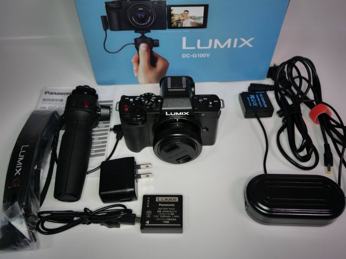 パナソニック ミラーレス一眼カメラ LUMIX G100V 標準ズームレンズキット グリップ付属 ブラック DC-G100V