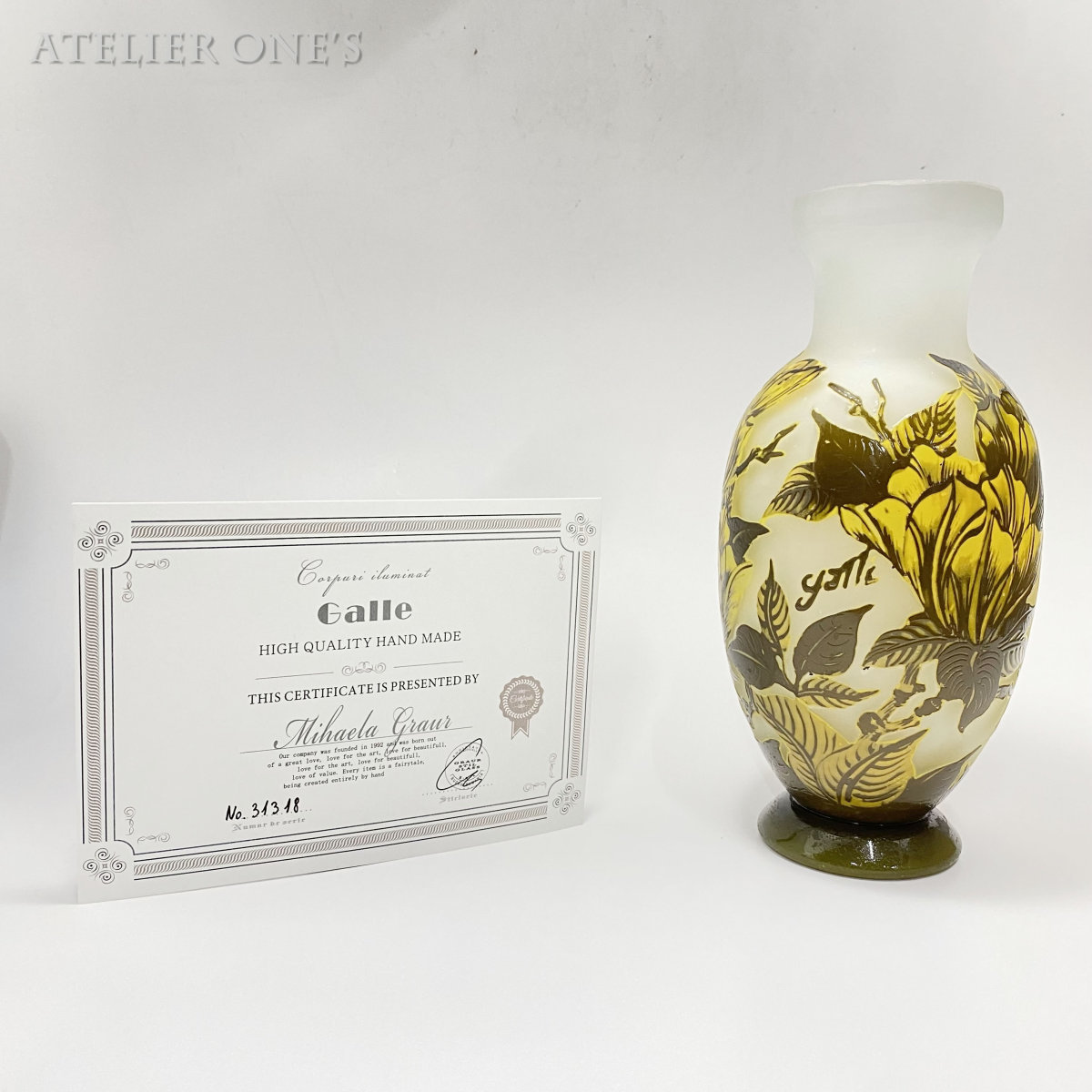 証明書付】【希少】 エミールガレ 花瓶 高25cm 幅11cm 奥行11cm カメオ