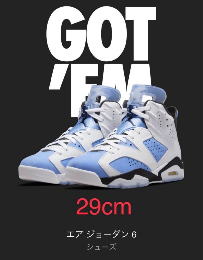 Nike AirJordan6 UNC エアジョーダン6 29m AJ6 メンズファッション ...