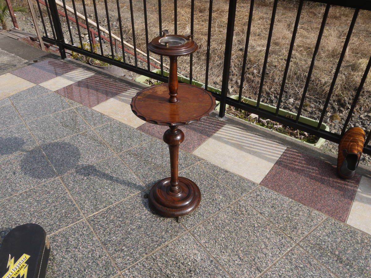 TS20306】木製 スタンド灰皿 ashtray アッシュトレイ ナラ材 昭和
