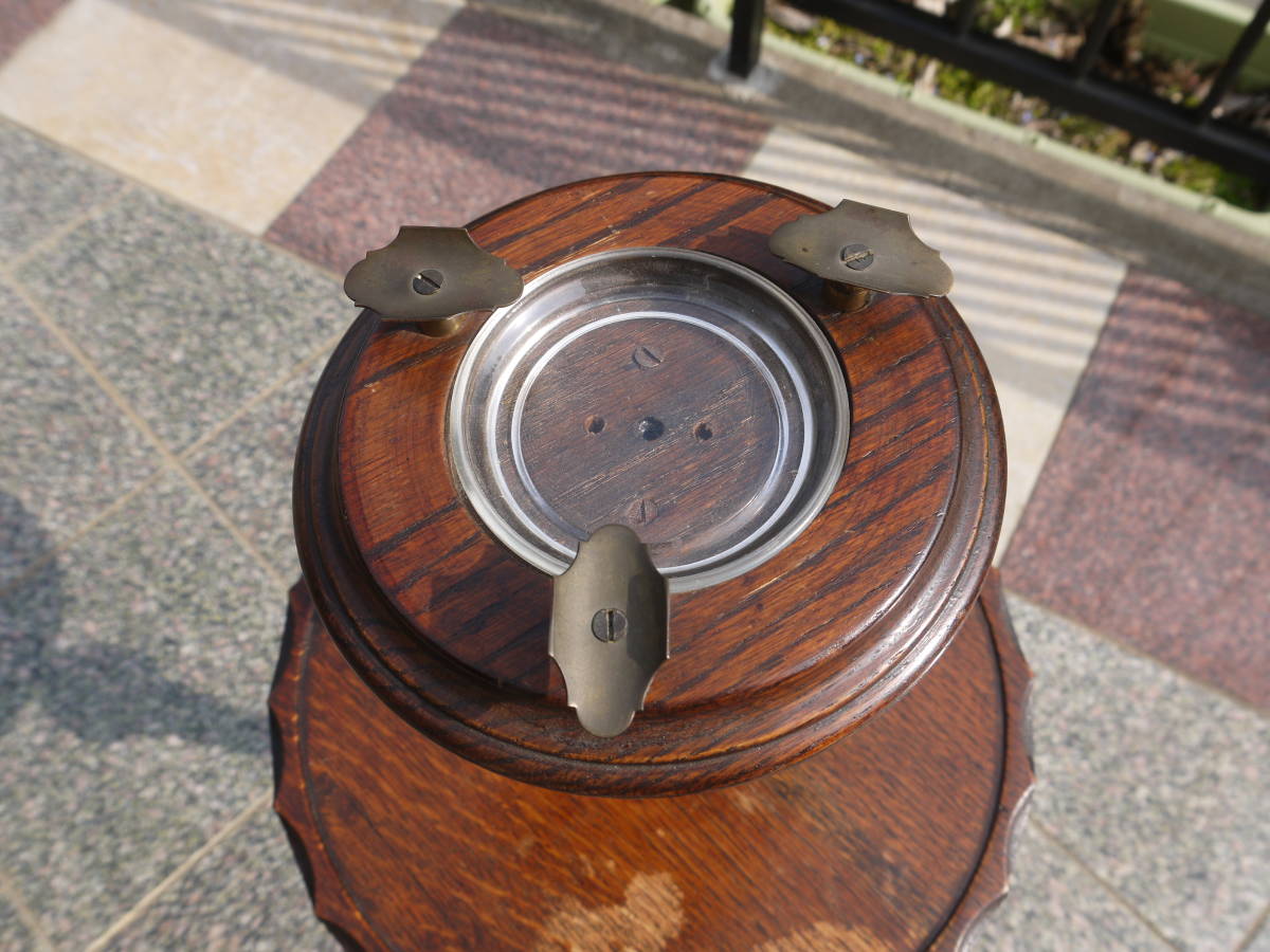 TS20306】木製 スタンド灰皿 ashtray アッシュトレイ ナラ材 昭和