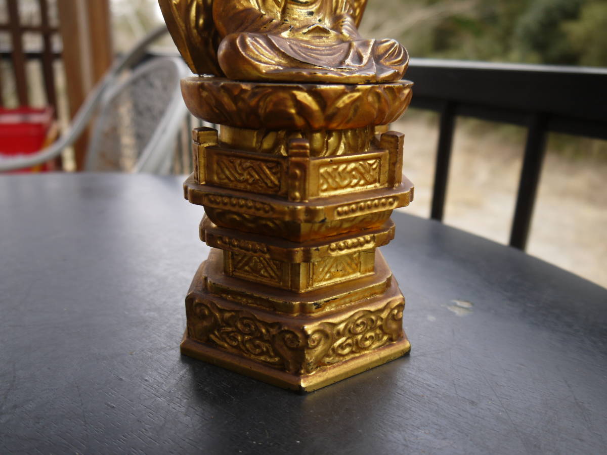 【TS20306】仏教美術 鍍金 阿弥陀如来 坐像 高さ26.5cm 仏像 木彫_画像3