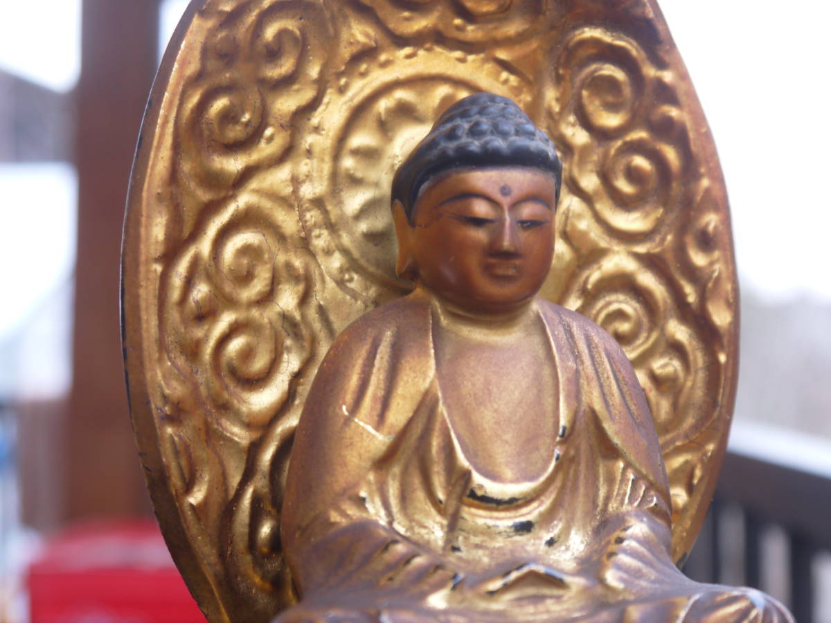 【TS20306】仏教美術 鍍金 阿弥陀如来 坐像 高さ26.5cm 仏像 木彫_画像9