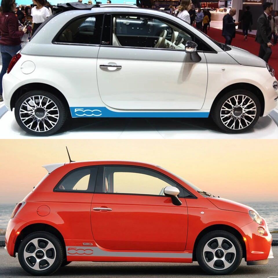 カラー選択可能●フィアット 500 サイドステッカー 左右セット FIAT 500 サイド レーシング デカール 色選択可 12色 カスタム 送料込み●_画像5