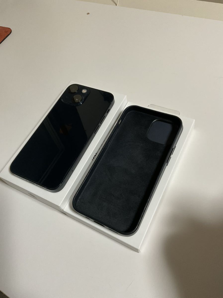 超美品】iPhone13 mini 128GB ミッドナイト SIMフリー Appleストア 一括購入品 純正レザーケース付