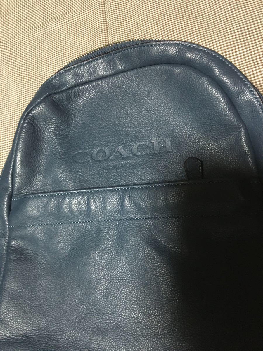 coach バックパック(美品)ネイビーオールレザー☆コーチロゴマーク#最終値下げしました