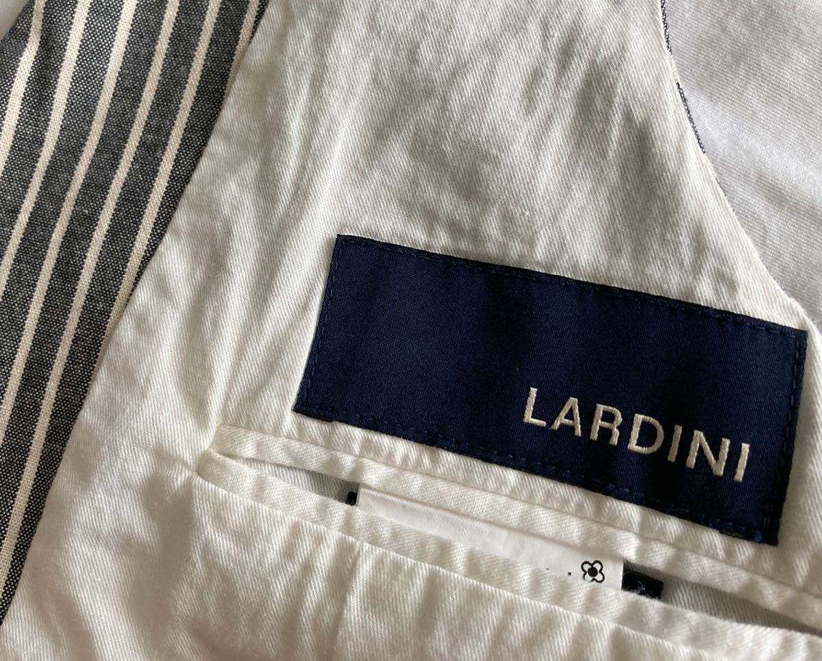 LARDINI ラルディーニ 近年モデル サイズ 42 XS〜S ジレ ベスト 最高級 グレーアイボリー系 コットン シングル_画像10