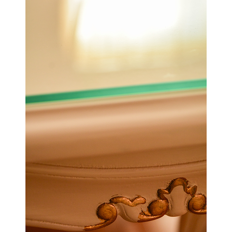 テーブルセット 食卓セット ４人用 楕円 幅135cm 合皮ブラウン ヨーロピアン クラシック 白家具_画像3