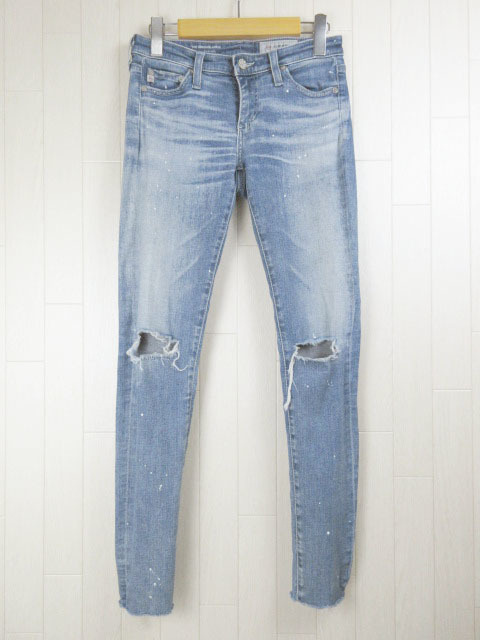 エイジド デニム AG-ED DENIM THE LEGGING ANKLE super skinny ankle パンツ スキニー ストレッチ 16Yダメージ加工 ブルー 25R レディース_画像1