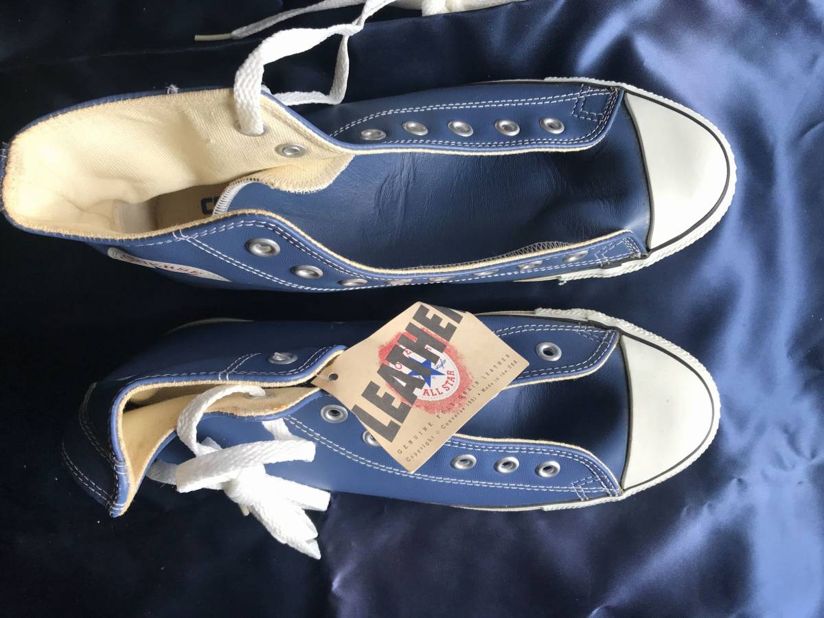 90\'s unused Converse all Star CONVERSE ALL STAR HI USA leather Metallic Navy Leather