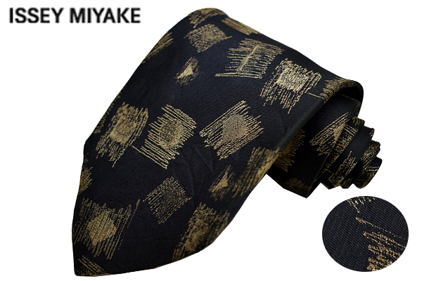 N-2270* free shipping *im MIYAKE DESIGN STUDIO I.M Issey Miyake * made in Japan navy navy blue color total pattern weave cloth silk silk necktie 