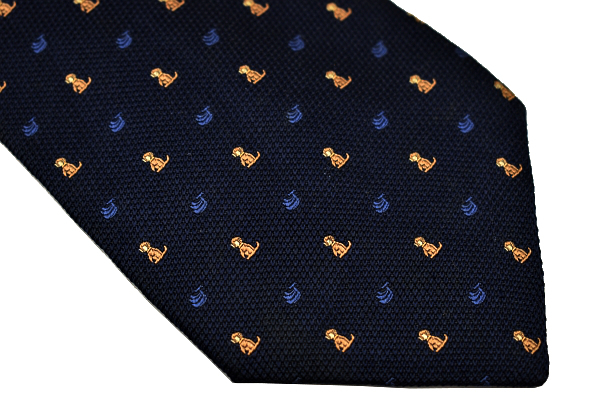 N-2276* free shipping * beautiful goods *CHAPS RALPH LAUREN chaps Ralph Lauren * navy navy blue color . Monkey banana pattern weave cloth silk necktie 