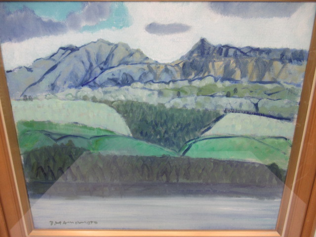 E1919 genuine work guarantee author [.book@ original ]. work [ mountain . water ] oil painting oil painting picture frame 