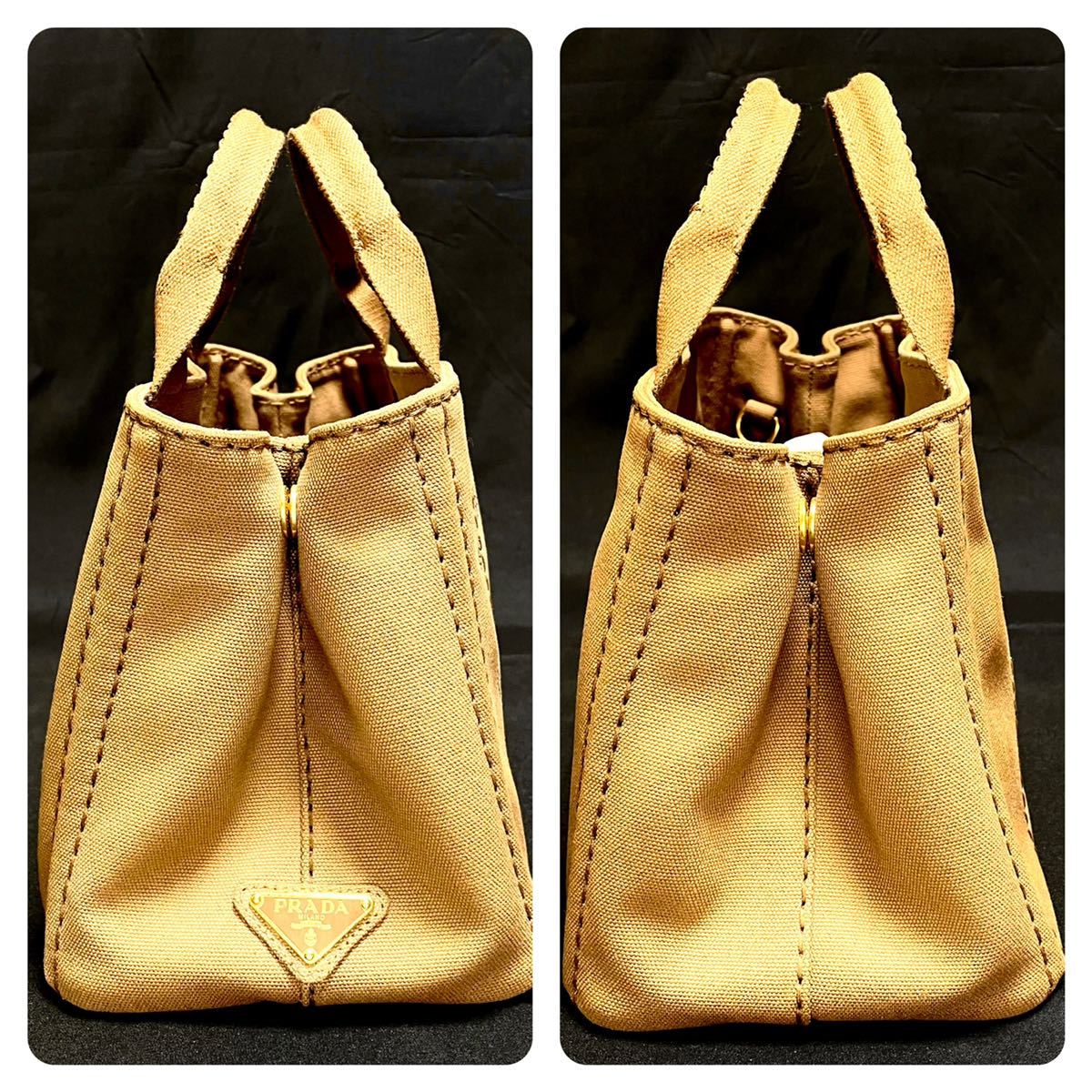 驚きの値段 PRADA プラダ ハンドバッグ キャメル ストラップ付き 美品