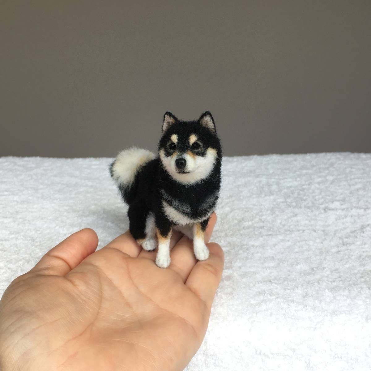☆ぴのきち☆8.6cmの黒柴さん☆羊毛フェルト 柴犬 黒柴 ☆ぴのきち☆8.6cmの黒柴さん☆羊毛フェルト 柴犬 黒柴
