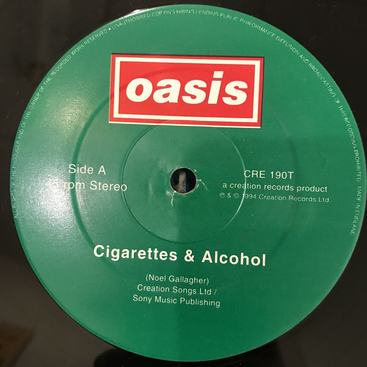 12inch OASIS / Cigarettes & Alcohol / CRE 190T / UK оригинал запись / 5 листов и больше бесплатная доставка 