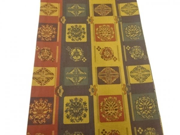 5640988: 未使用品 縞に花模様織出しリバーシブル全通袋帯 | www
