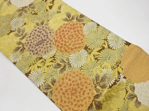 5487021: 菊に松葉丸・笹模様織出し袋帯