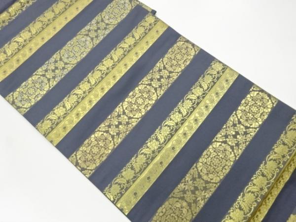 5421912: 草木染本金箔横段に華紋 新発売 花唐草模様織出し袋帯 激安特価