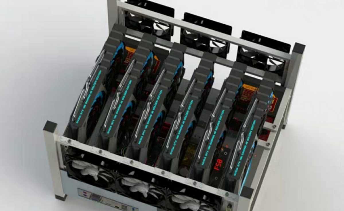 【組立済】マイニングフレーム 6GPU 6ファン 起動スイッチ付き 8