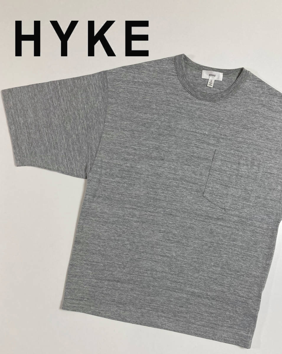 HYKE ハイク 2 ポケット Tシャツ グレー 日本製_画像1