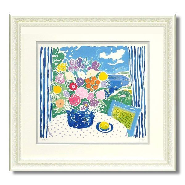 美品】ジョンボッチ 花 シルクスクリーン 額付き-