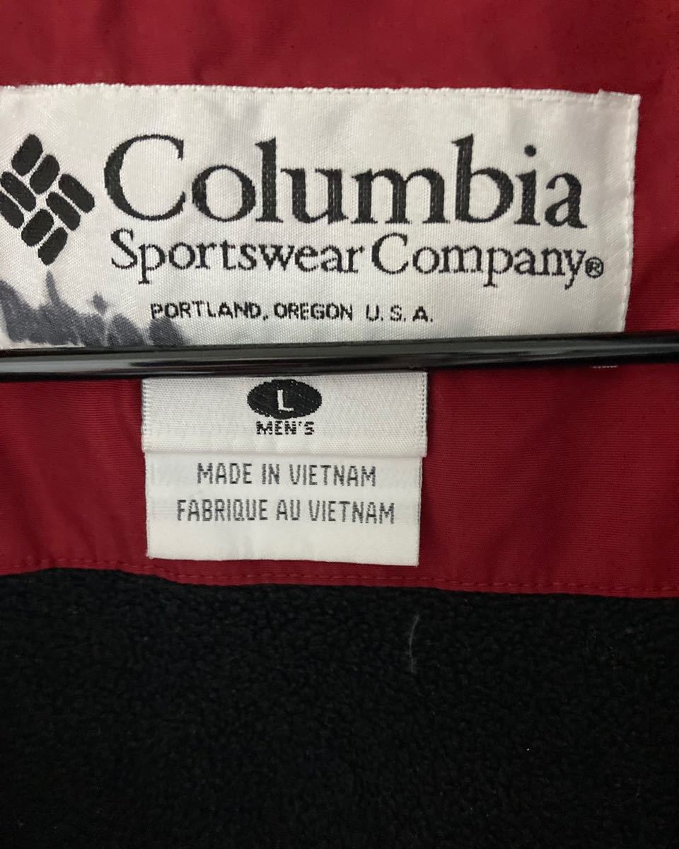 【年末限定】 Columbia コロンビアジャケット機能性 ラグランスリーブ 裏地フリース 赤×黒 