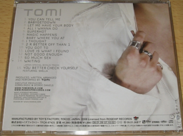 ★Tomi/Tomi★R&B★国内盤/ボーナス曲★All I Wanna Do★Waiting★2007★Shella★トミィ★トミー★Tomi Popovic★_画像2