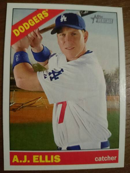 ★A.J. ELLIS TOPPS HERITAGE 2015 BASEBALL #171 MLB WBC アメリカ USA エリス LOS ANGELES DODGERS LA ドジャース AJ_画像1