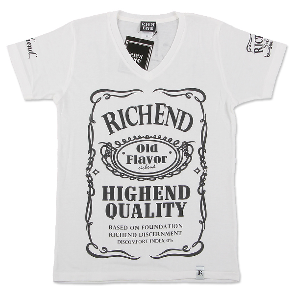 RICHEND/リッチエンド VネックＴシャツ 【HYBRID V】ホワイト×ブラック（サイズ：XL） アメージング 服 白 黒 ストリート ダンス 衣装 LL_画像1