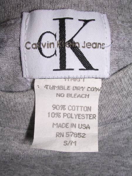 90s USA製 カルバンクライン CK Tシャツ S/M グレー vintage_画像3