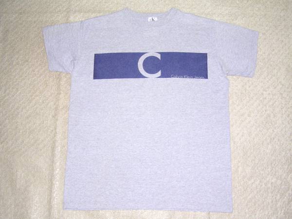90s USA製 カルバンクライン CK Tシャツ S/M グレー vintage_画像1
