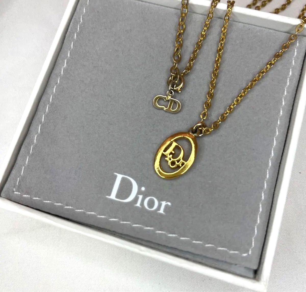 代引可 極美品 Dior クリスチャンディオール ネックレス 刻印あり g3 - ネックレス、ペンダント