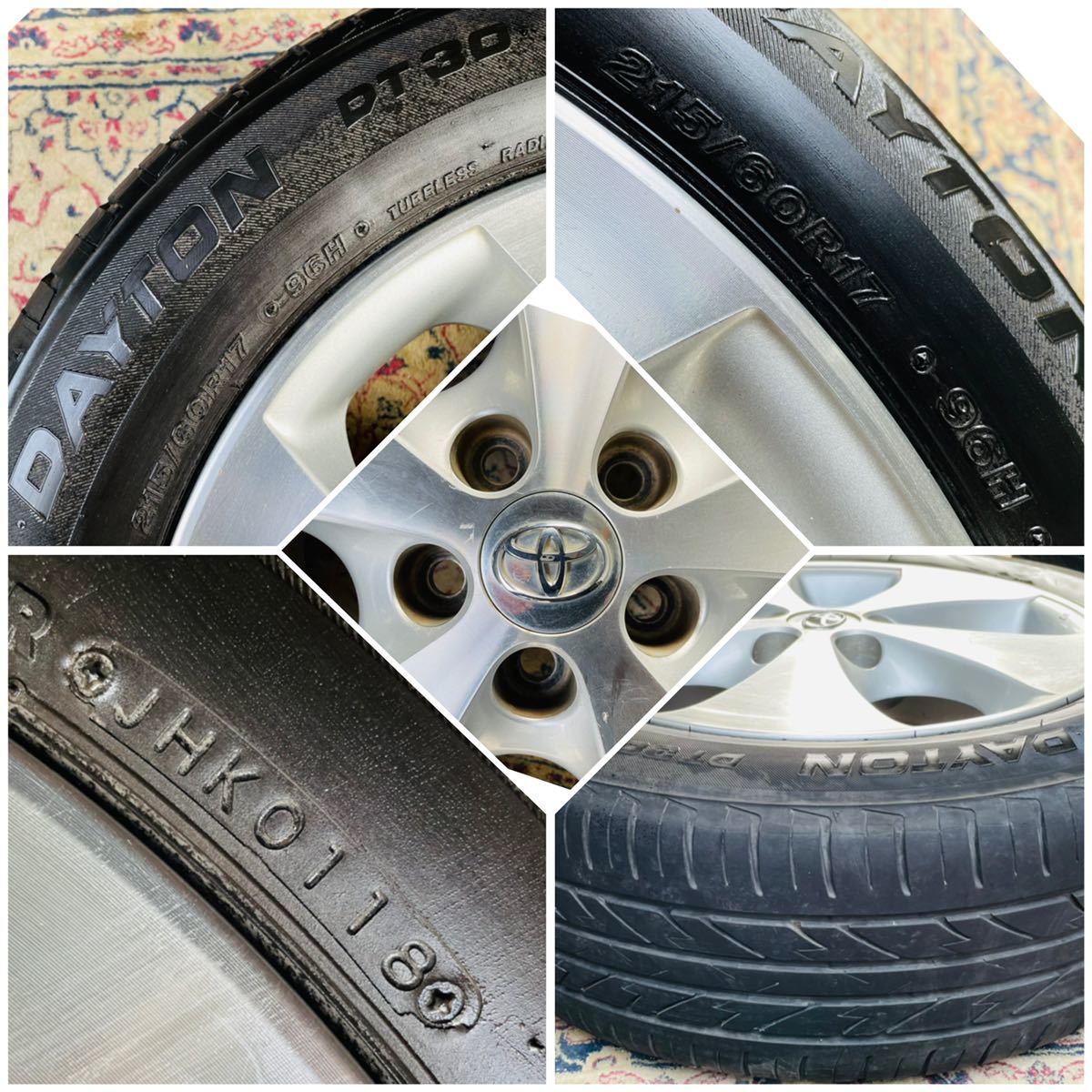 溝有。TOYOTA アルファード10系 純正17インチ7J+45 114.3/5H DAYTON 215/60R17ラジアル4本。C-HR 20系アルファードエスティマ。18 年式。_画像7