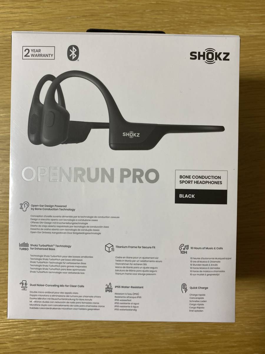 新品未使用 Shokz OpenRun Pro Black ワイヤレス骨伝導イヤホン ブラック 高品質 Bluetooth 骨伝導 急速充電  Bluetooth 5.1 IP55規格