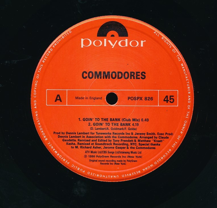 Y-22　COMMODORES　/　GOIN` TO　THE BANK　（UK　12inch）　_画像3