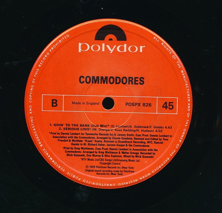 Y-22　COMMODORES　/　GOIN` TO　THE BANK　（UK　12inch）　_画像4