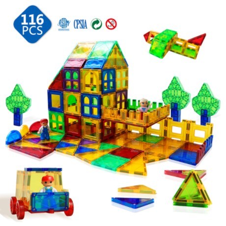 【美品】 子供用の大きな磁気ブロック,ビルディングブロックゲーム,子供用の磁気デザイナータイル ブロック